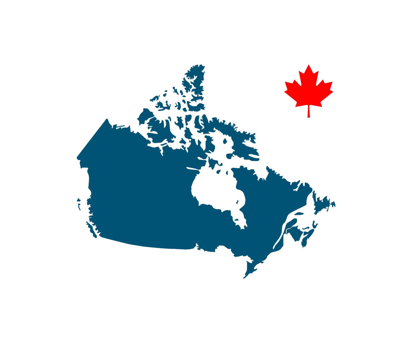 Map of Canada with a maple leaf, representing the SupplyBoard manufacturing supplier network.